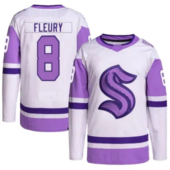 Youth Cale Fleury Seattle Kraken Hockey Fights Cancer Primegreen Jersey - White/Purple Authentic